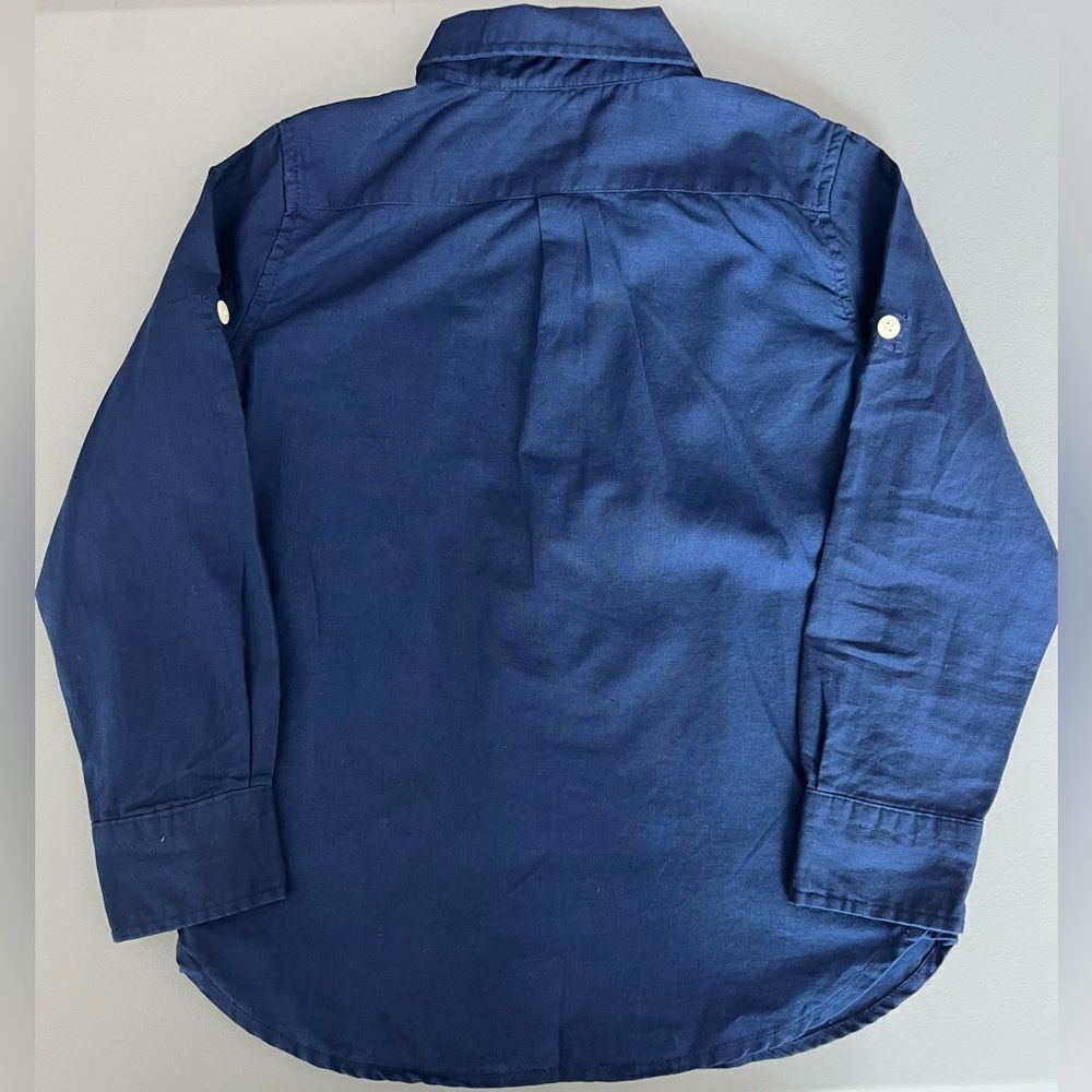 GAP Blue Button Down Shirt Long Sleeve Linen Cotton Blend - Picture 2 of 7